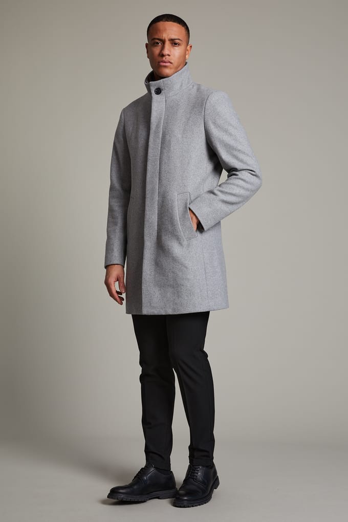 Regular fit lange jas van katoenmix met viscose