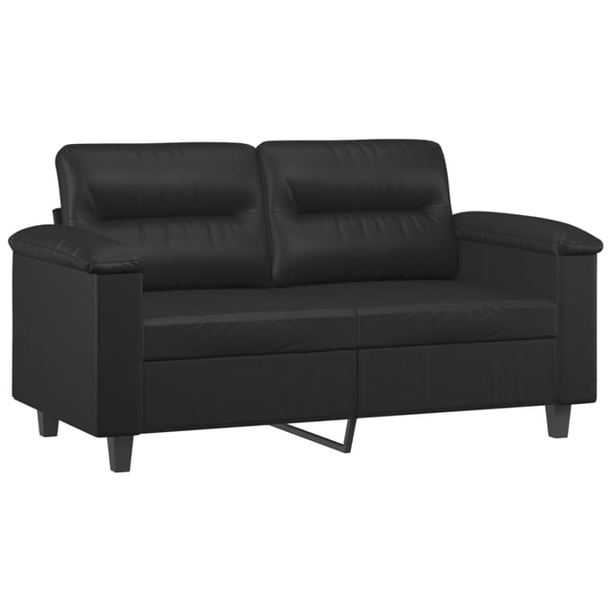 vidaXL - 2-delige - Loungeset - met - kussens - kunstleer - zwart