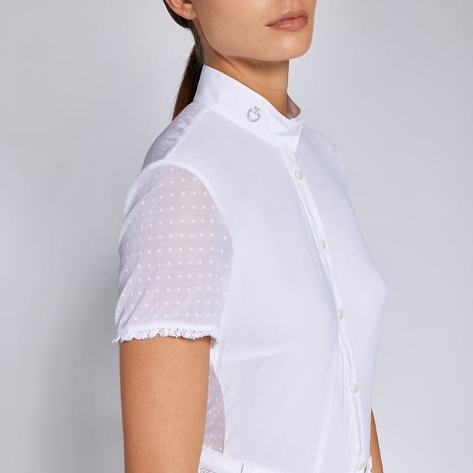 Cavalleria Toscana Wedstrijd Shirt Short Sleeves Polka Dot M Wit