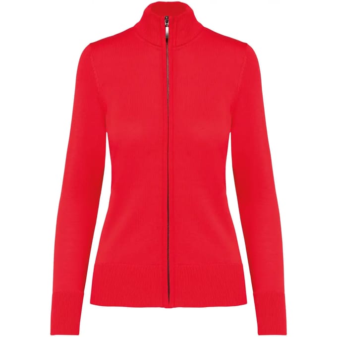 Kariban Dames cardigan met rits K962 - Red - L