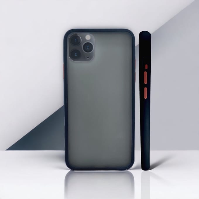 TPU back cover Geschikt voor Apple iPhone 11 Pro kleur grijs/zwart met roze knoppen + gratis screenprotector