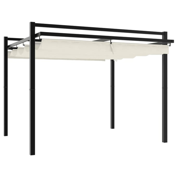 vidaXL - Prieel - met - uittrekbaar - dak - 3x3 - m - aluminium - crèmekleurig