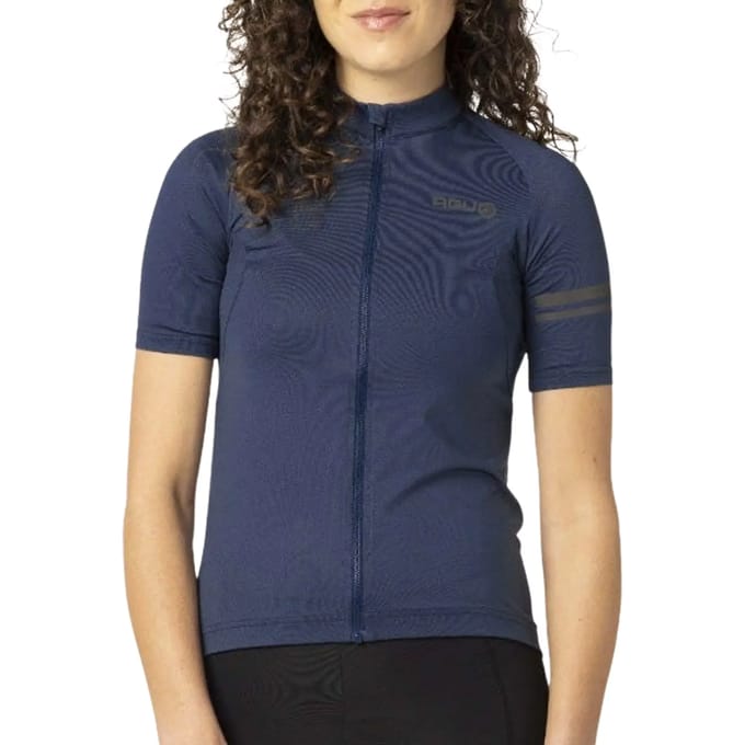 agu Core Fietsshirt Dames Korte Mouwen - Deep Blue - Drie achterzakken - YKK-rits over de hele lengte - Sneldrogend interlock