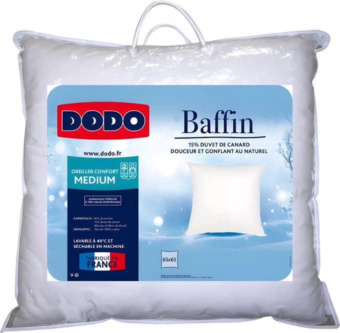 Vente-unique Hoofdkussen DODO Natuurlijk Dons BAFFIN - 65 x 65 cm