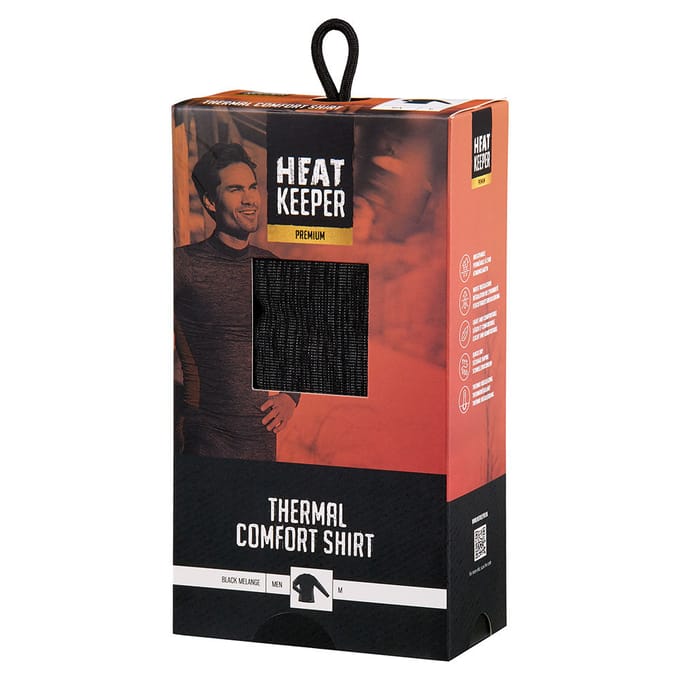 Heatkeeper Heren Thermo Shirt - Zwart Melange, Medium - Zwart Melange - M