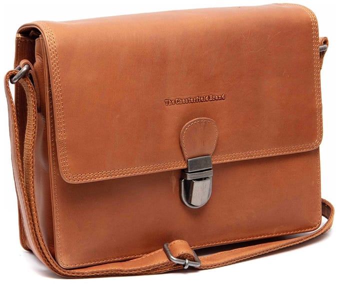 The Chesterfield Brand Lunor Waxed Pull Up Schoudertas - Cognac