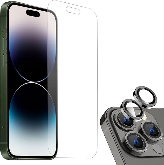 Screenprotector geschikt voor iPhone 14 Pro Max + Beschermglas Camera Lens Screenprotector geschikt voor iPhone 14 Pro Max