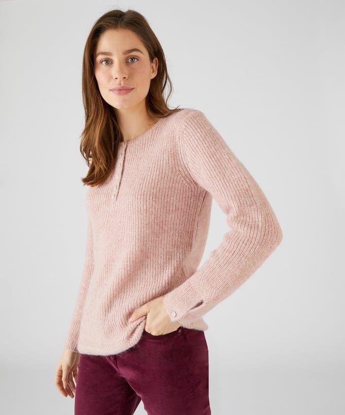 Damart - Trui parelsteek van mix alpaca - Dames - Roze - S