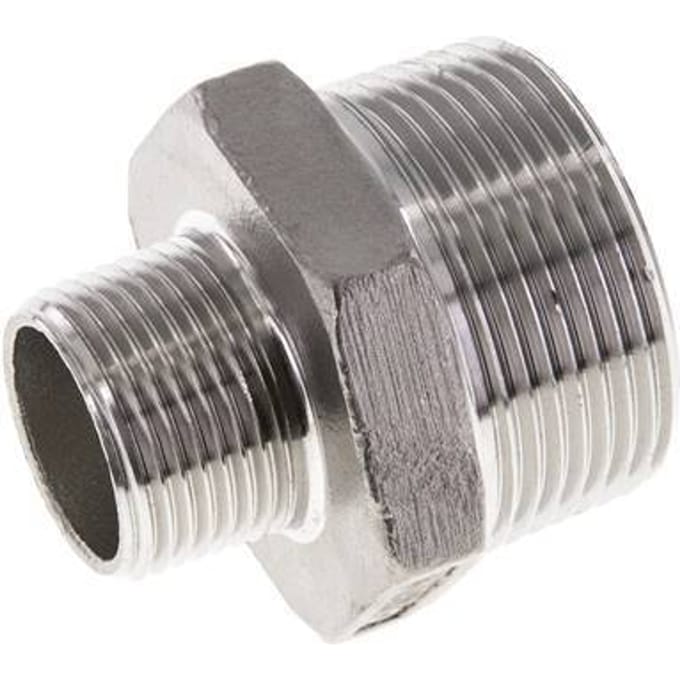 3/4'' NPT x 1 1/4'' NPT RVS Borstnippel 16 Bar