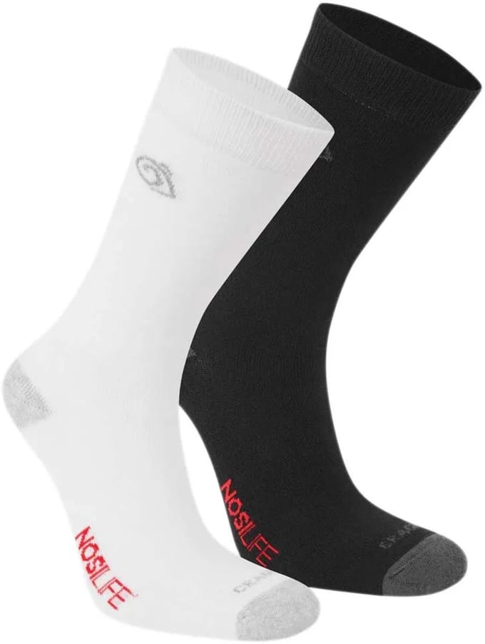Craghoppers Nosilife Twin Pack Half Lange Sokken Wit,Zwart EU 43-47