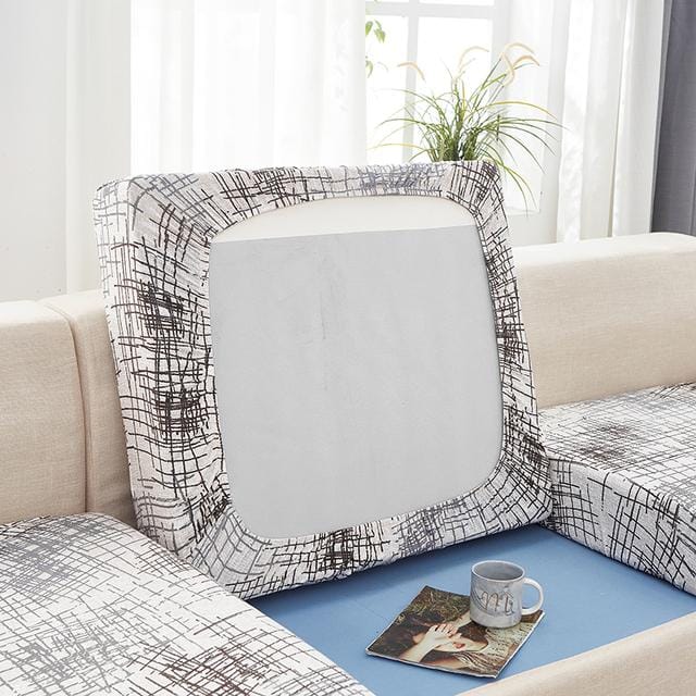 Bedrukte bankhoes Bankkussenhoezen Vervangende stoelkussenhoezen Stretch bankzithoes Meubelbeschermer Hoes 1pc normal size-1 white
