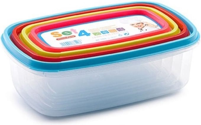 PlasticForte Vershoudbakjes - set van 4x - diverse formaten - 250+400+700+1000 ml
