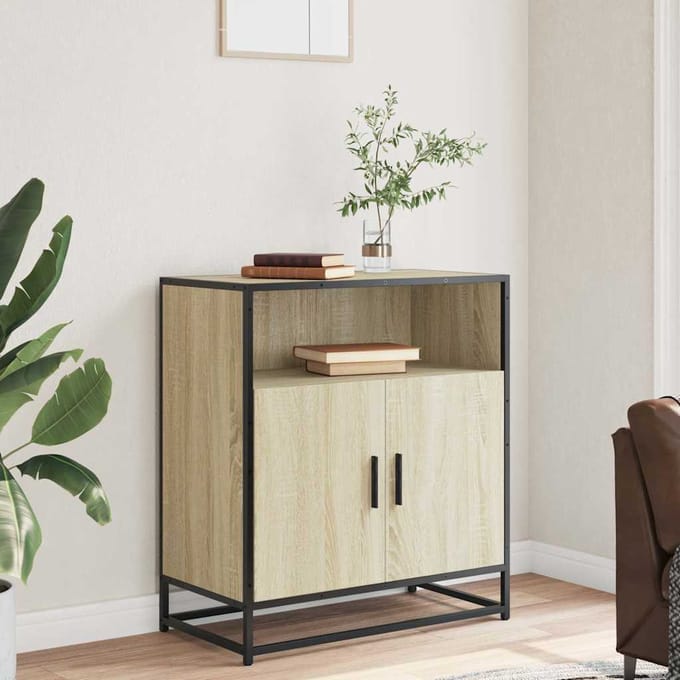 vidaXL - Dressoir - 68x35x76 - cm - bewerkt - hout - sonoma - eikenkleurig