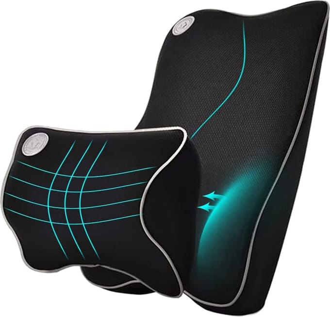 Hoofdsteun Kussen voor Auto - Premium Memory Foam - Ergonomisch Ontwerp - Universele Pasvorm - Zwart