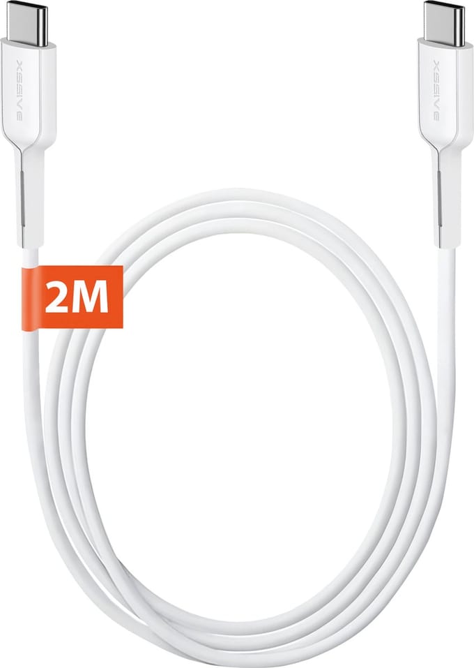 Flexibele USB-C naar USB-C Kabel - 2 Meter - Snellader - USB C naar USB C - 65W Fast en Quick Charge