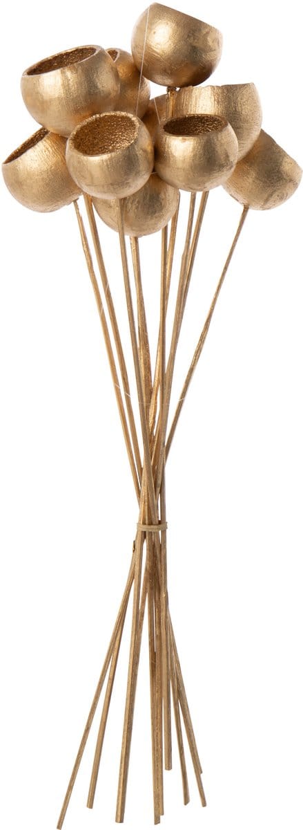 J-Line decoratie tak droogbloemen - goud - large - set van 3