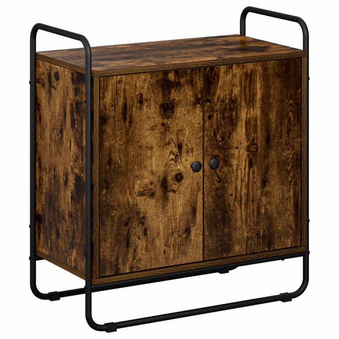 vidaXL - Dressoir - Gerookt - eiken - 68 - x - 35 - x - 75 - cm - Bewerkt - hout