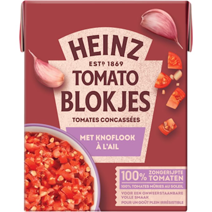 Tomatenblokjes met knoflook