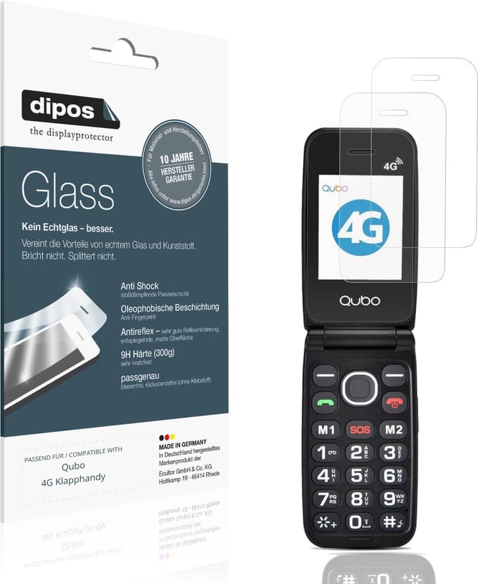 dipos – 2x Matte Pantserfolie geschikt voor Qubo 4G Klapphandy | 9H Screenprotector
