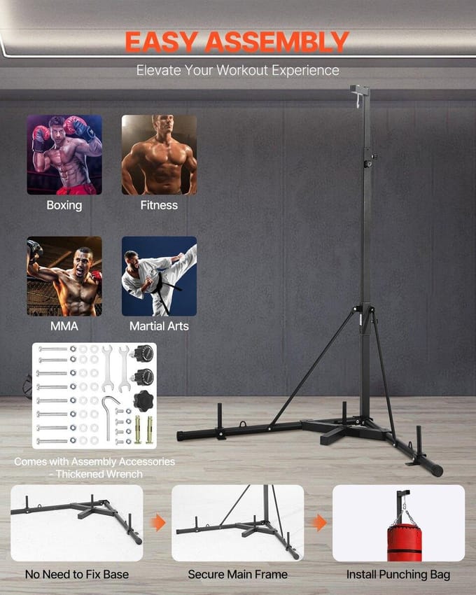 Support de sac de frappe robuste pour boxe et fitness, en acier, hauteur réglable