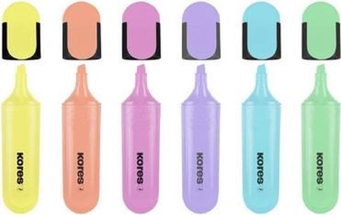 Kores markeerstift "BRIGHT LINER" pastel, doos van 6