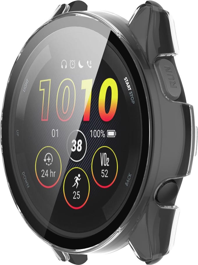 Strap-it Bescherm Hoesje met Glasplaat – Geschikt voor Garmin Forerunner 265s – Transparant – Case met Screen Protector
