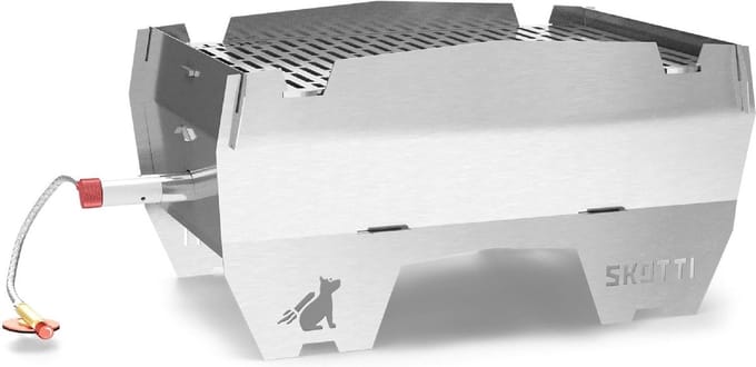 SKOTTI Gas BBQ Draagbaar – RVS Camping Barbecue 3,3 kg – Compact Opvouwbaar Incl. Tas