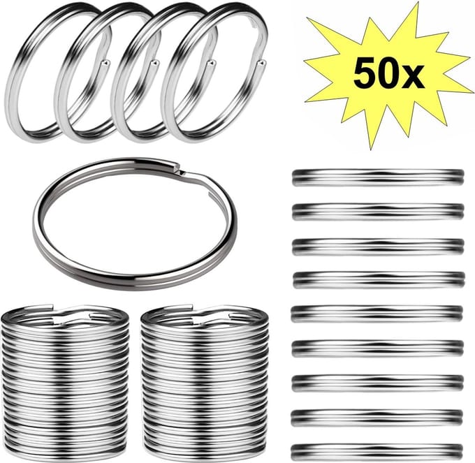 Fako Bijoux - Sleutelring - 25mm - Sleutelringen - RVS - Staal - Classic - Zilver - 50 Stuks