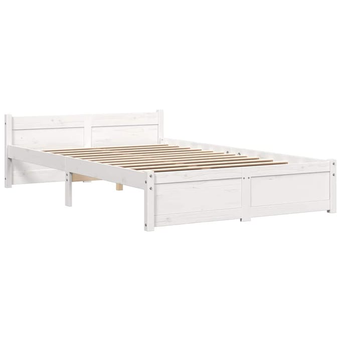 vidaXL - Bedframe - massief - hout - wit - 120x190 - cm