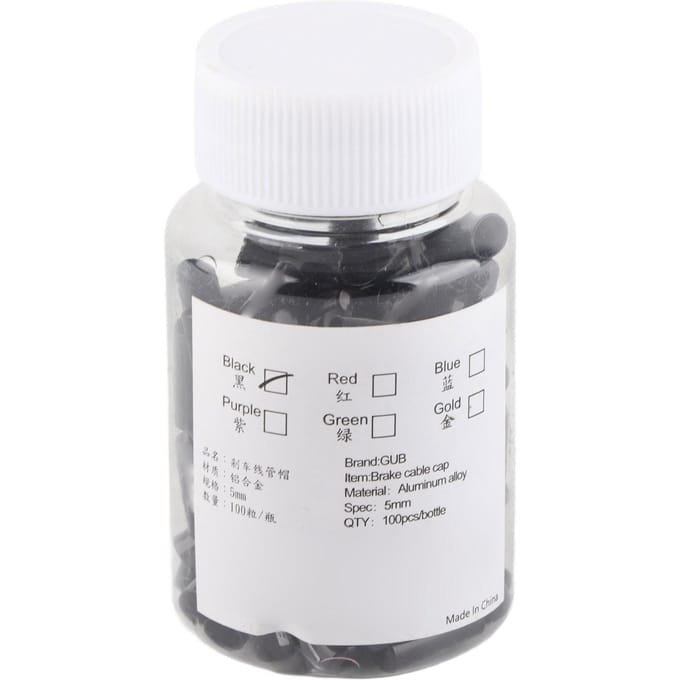 GUB Lot de 100 capuchons de câble de frein de vélo en alliage d'aluminium de 5 mm, accessoire de cyclisme noir white