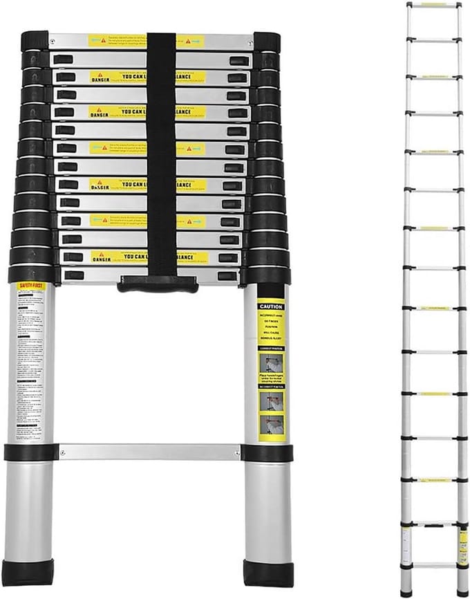 Uitschuifbare Telescoopladder 4.4 Meter - Antislip Aluminium Steiger | 150 kg