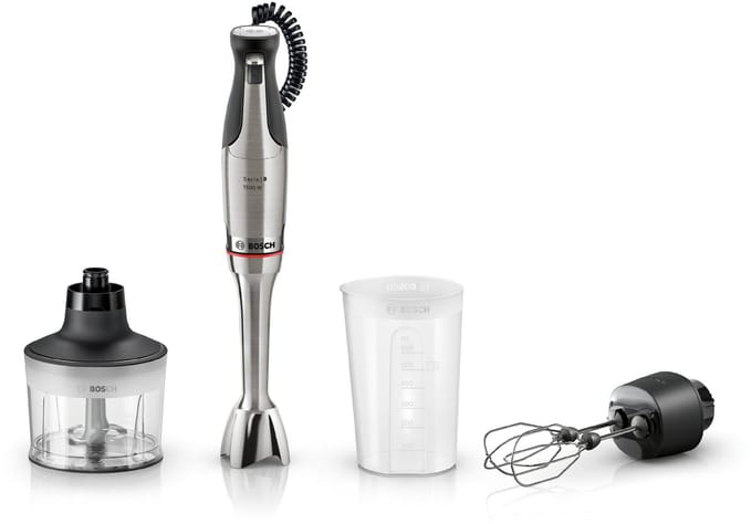 Bosch MSM8M934 ErgoMaster Serie 8 - Staafmixer 1500W – RVS - Inclusief maatbeker, hakmolen & garde