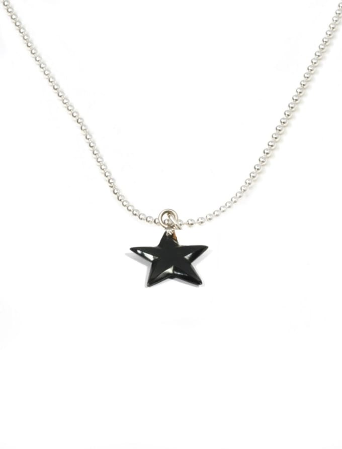 Heaven Eleven KIDS - Meisjes - ketting - ballchain - rvs - zwart - ster - bone