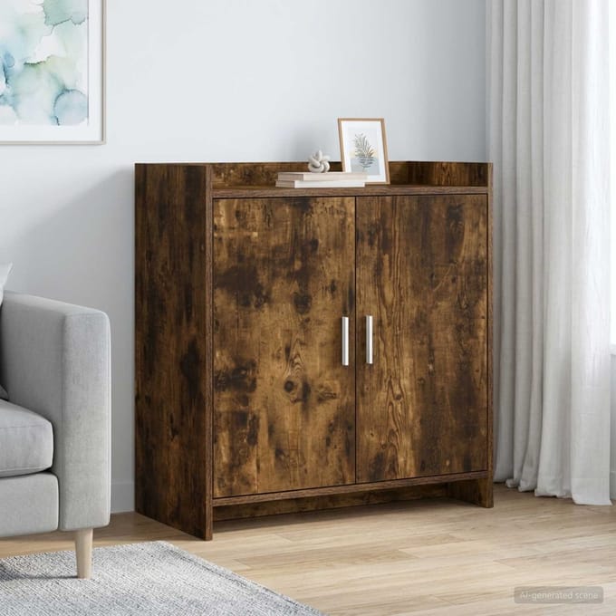 vidaXL - Dressoir - Gerookt - eiken - 72 - x - 36 - x - 80 - cm - Bewerkt - hout