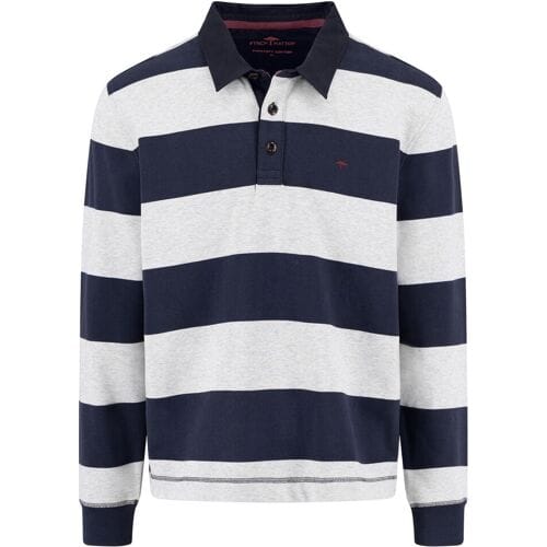 Fynch-Hatton Trui Sweat Rugby Striped Polo Collar Navy / male