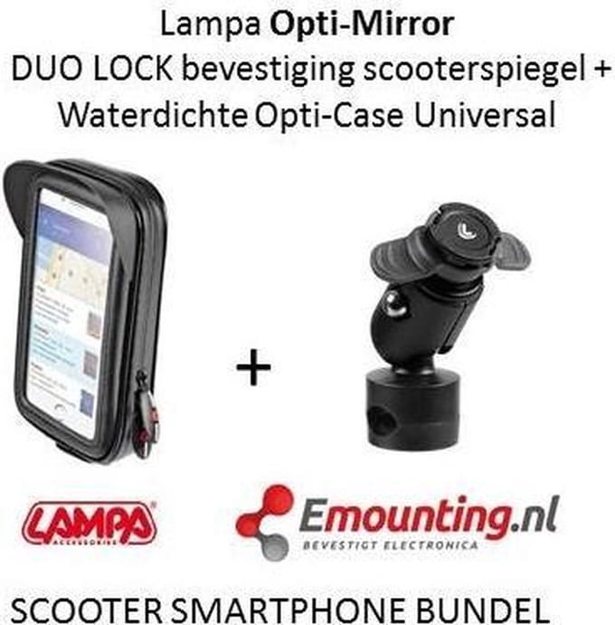 Opti-Mirror scooterspiegel mount met waterdichte smartphone case