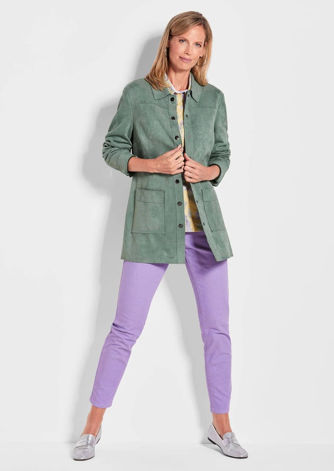 Overhemdjasje van imitatiesuède - grijsgroen - Gr. 44 van Goldner Fashion