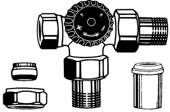 IMI Hydronic Engineering HEIMEIER Th.-driewegventielonderdeel met schroefnippel, aansluiting rechts, vern., 4150-02.000