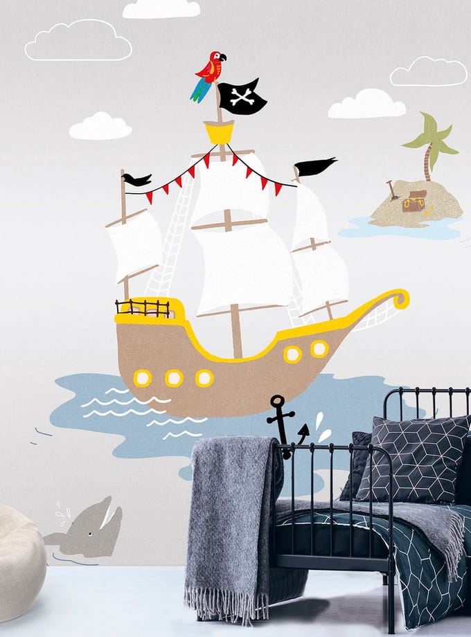 INGK - Kate & Andy - Behang - Pirates (gray)