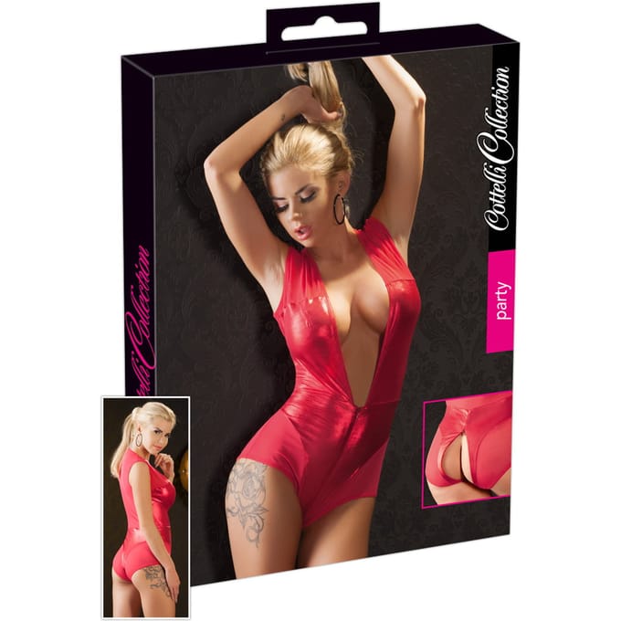 Rode Wetlook Body met netstof