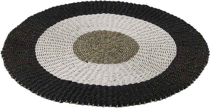 J-Line vloerkleed - kunststof - wit/zwart - small