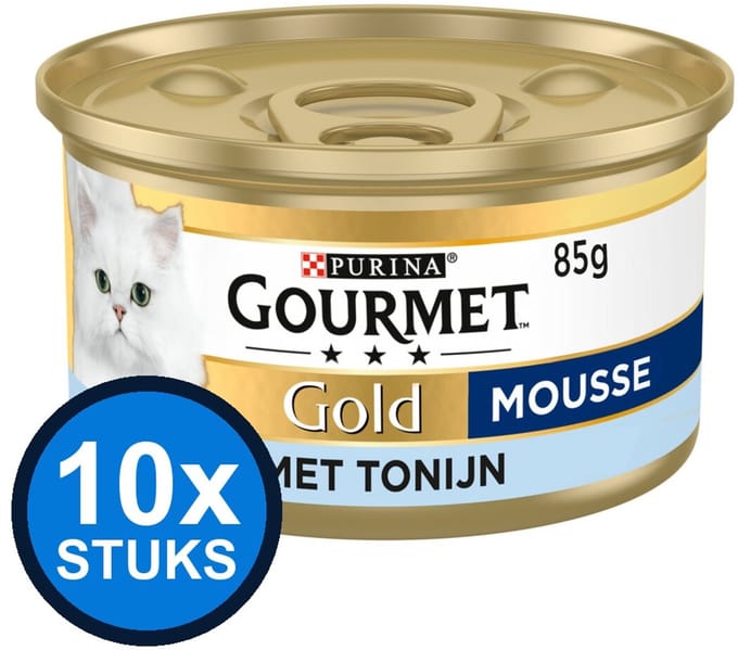 10x Gourmet - Gold Mousse Tonijn - Kattenvoer Natvoer - 85 g