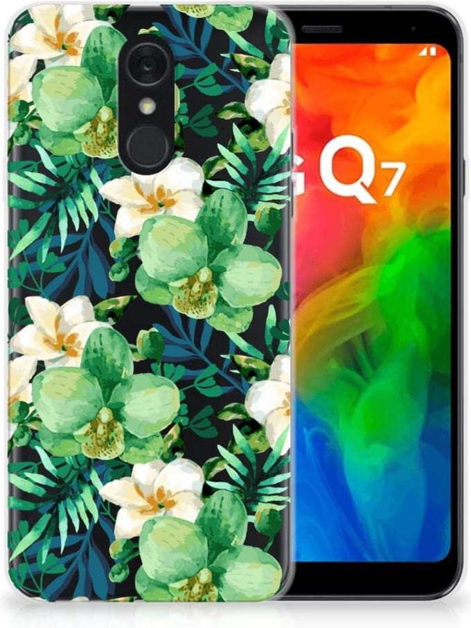 LG Q7 TPU Case Orchidee Groen