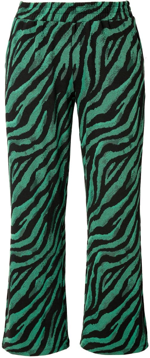 MIAMODA - Dames - Broek gekleurd zebramotief elastische tailleband. - Groen - Maat 52