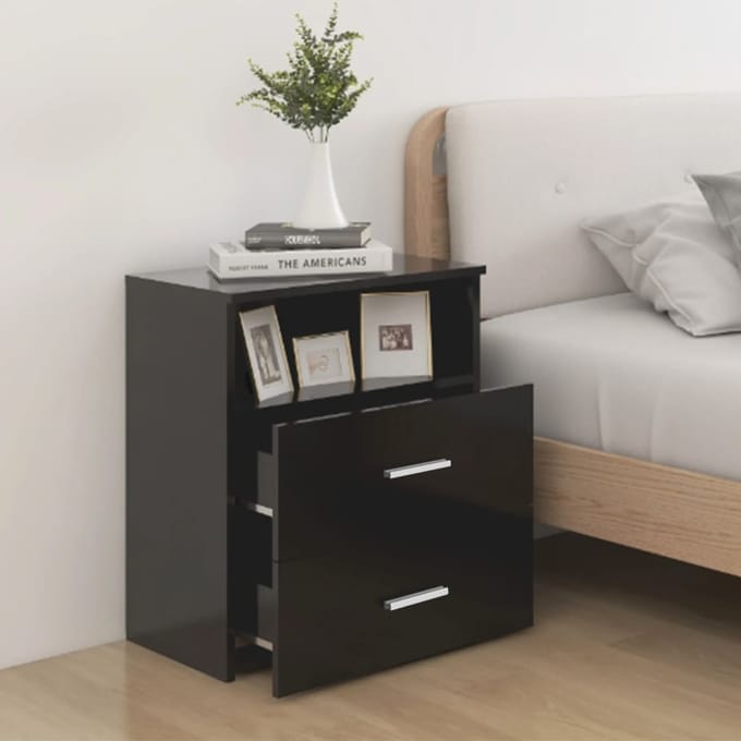 vidaXL - Nachtkastjes - 2 - st - 50x32x60 - cm - zwart