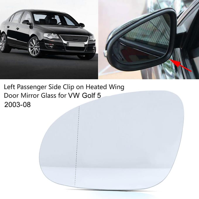 1 stuks Linker Passagierszijde Clip-on Verwarmd Buitenspiegelglas white