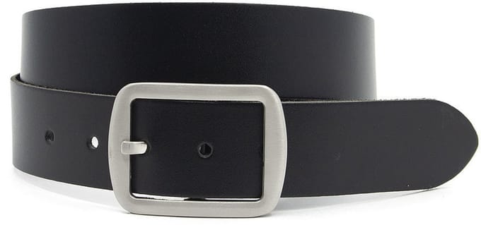 Damesriem zwart - Leren jeansriem 4cm met zilverkleurige halfronde gesp - Leer - Jeans riem - Casual - Maat 105