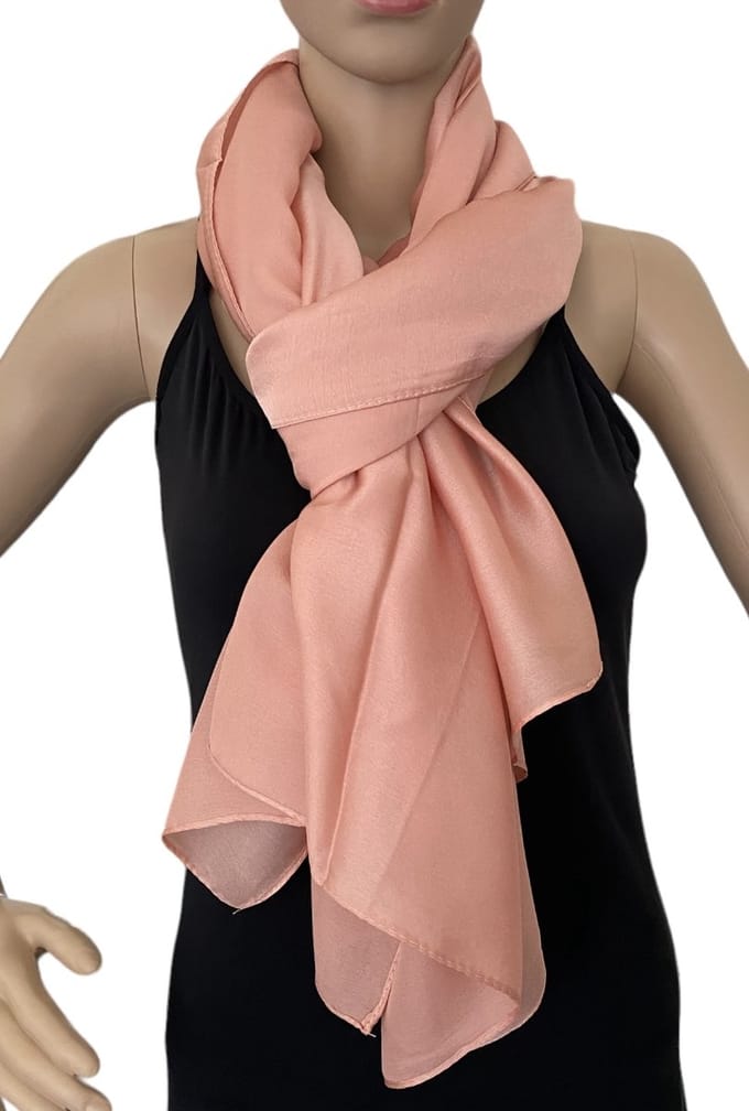 Lange Dunne Sjaal Effen H-118 - Satijn - Glanzend van Viscose Roze