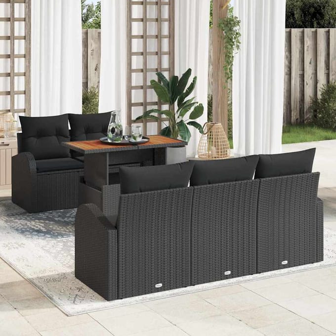 vidaXL - Tuinbank - Set - 6 - st - Zwart