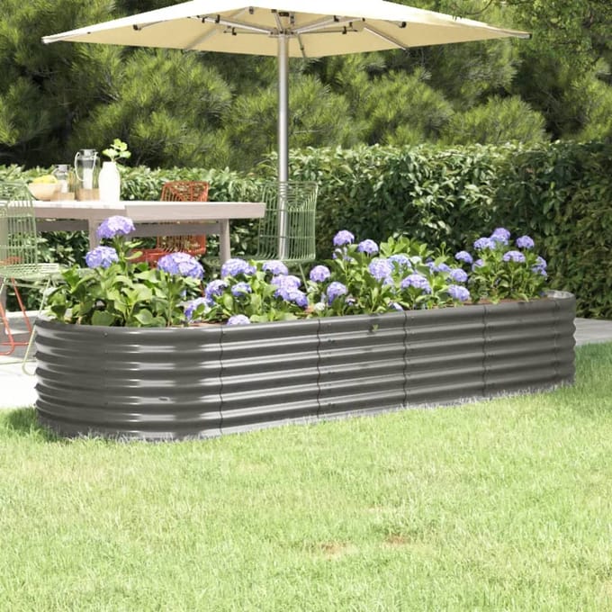 vidaXL - Plantenbak - 224x80x36 - cm - gegalvaniseerd - staal - grijs